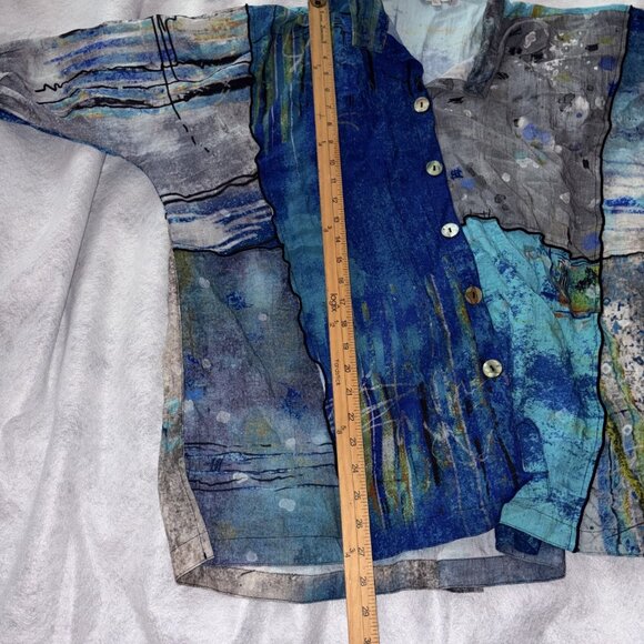 John Mark Womens Blouse XL Boho Multicolor Abstract Print Rayon 3/4 Sleeve Top - Picture 5 of 7